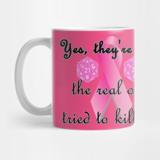 Yes they're fake, the real ones tried to kill Pink Ribbon And D21 Mug